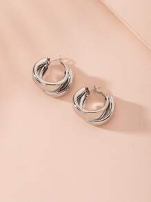 簡約耳環 - 銀色 - 查看 1