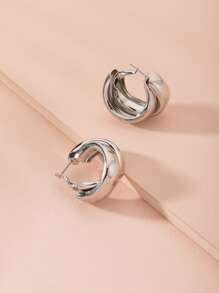 簡約耳環 - 銀色 - 查看 2