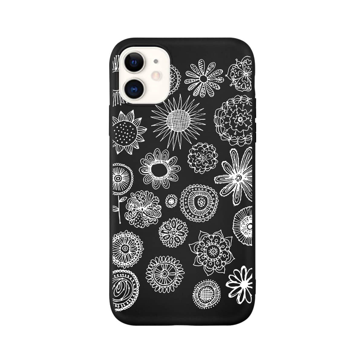 

1pc Flower Print iPhone Case, Black and white