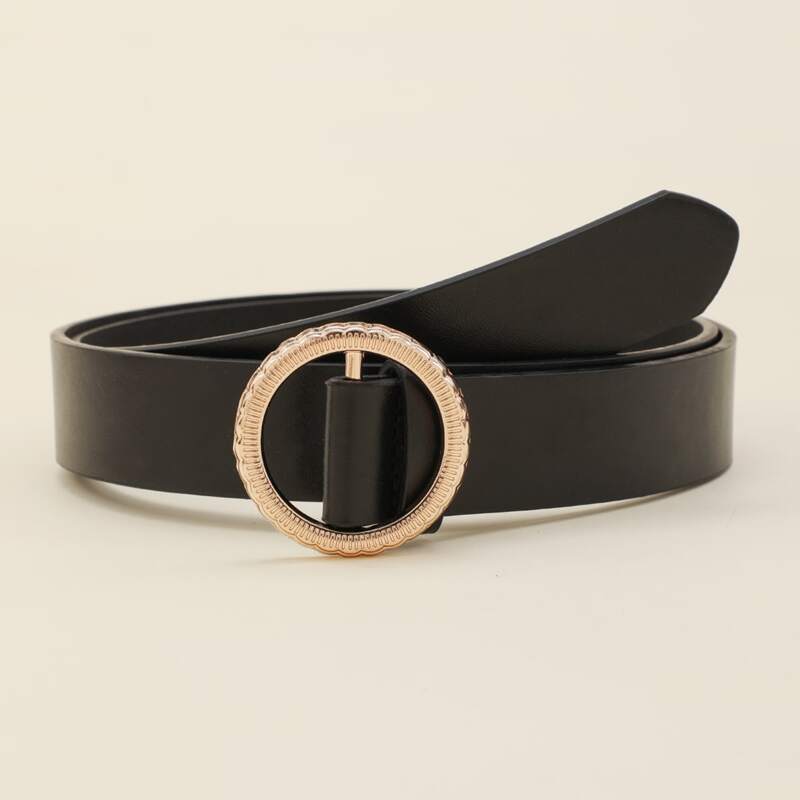 

Round Buckle Belt, Black