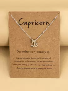 時尚流行男士摩羯座星座吊飾項鍊，適合珠寶禮物和時尚外觀 - 銀色 - 查看 1