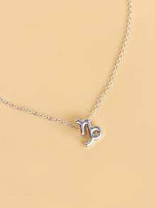 時尚流行男士摩羯座星座吊飾項鍊，適合珠寶禮物和時尚外觀 - 銀色 - 查看 3