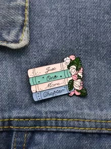 Flower & Book Design Brooch Valentines - Multicolor - View 1