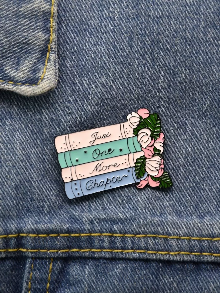 Flower & Book Design Brooch Valentines - Multicolor - View 1