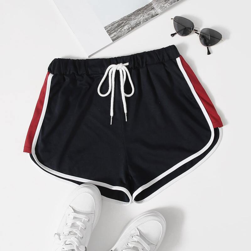 

Contrast Binding Shorts, Navy blue