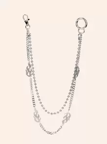 Flame Decor Layered Pant Chain - Silver - View 1