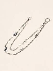 Flame Decor Layered Pant Chain - Silver - View 2