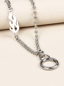 Flame Decor Layered Pant Chain - Silver - View 3