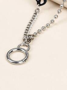 Flame Decor Layered Pant Chain - Silver - View 4