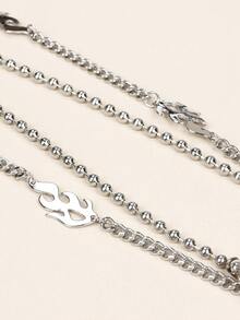Flame Decor Layered Pant Chain - Silver - View 6