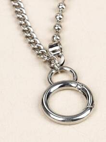 Flame Decor Layered Pant Chain - Silver - View 7