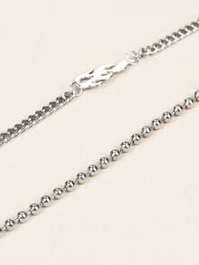 Flame Decor Layered Pant Chain - Silver - View 8