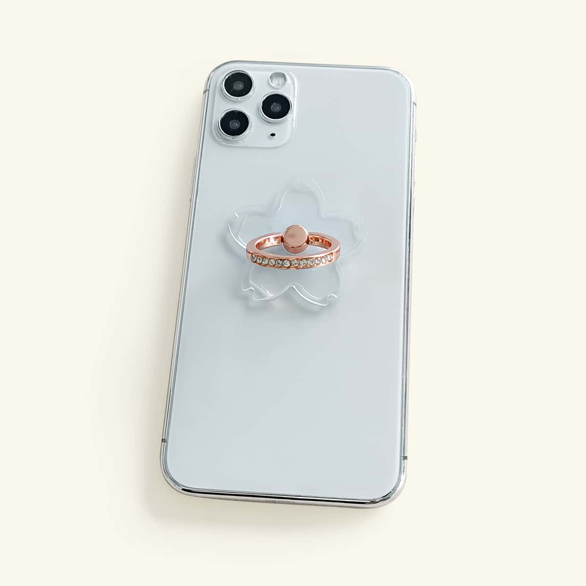 

1pc Rhinestone Decor Phone Ring Holder, Clear