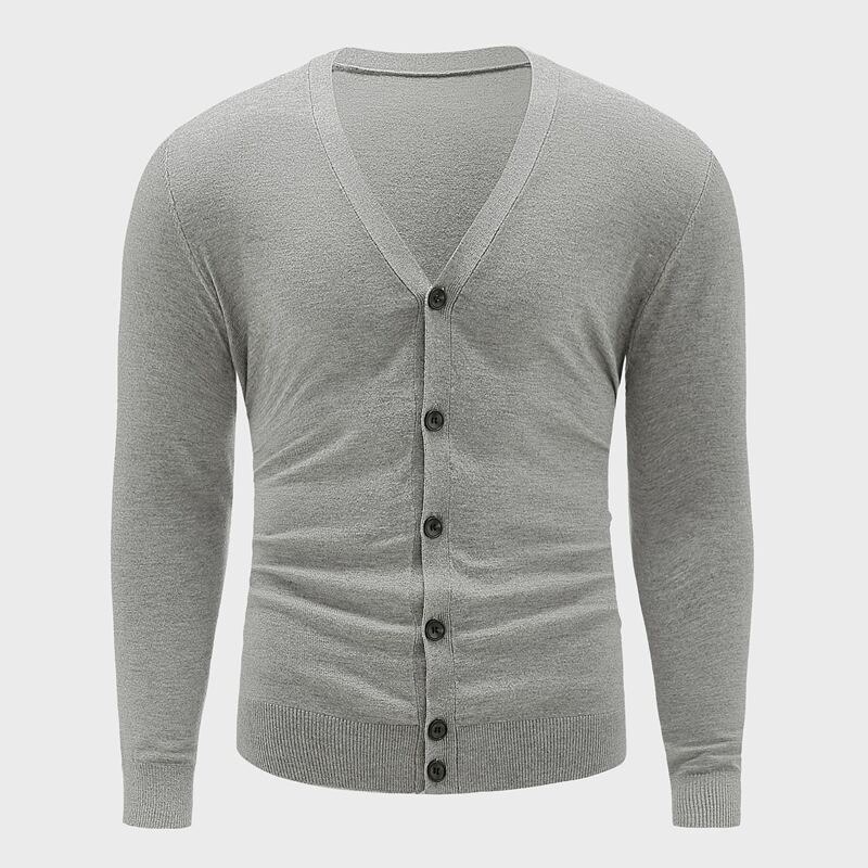 

Guys Solid V-Neck Button Up Cardigan, Light grey