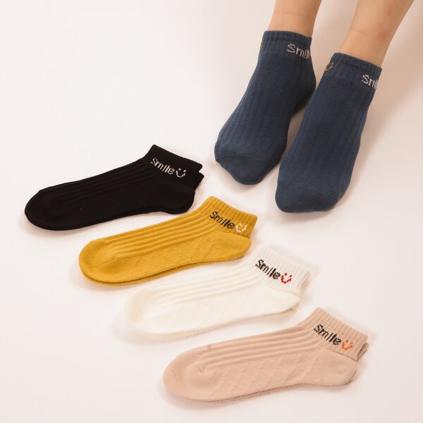 

5pairs Letter Graphic Socks, Multicolor