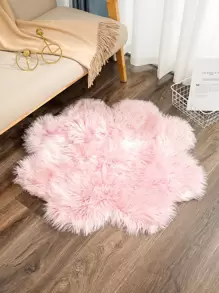 Flower Shaped Plush Carpet - Pink - View 1