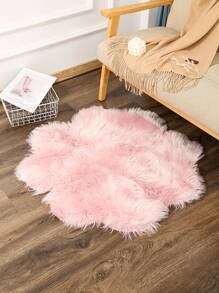 Flower Shaped Plush Carpet - Pink - View 2