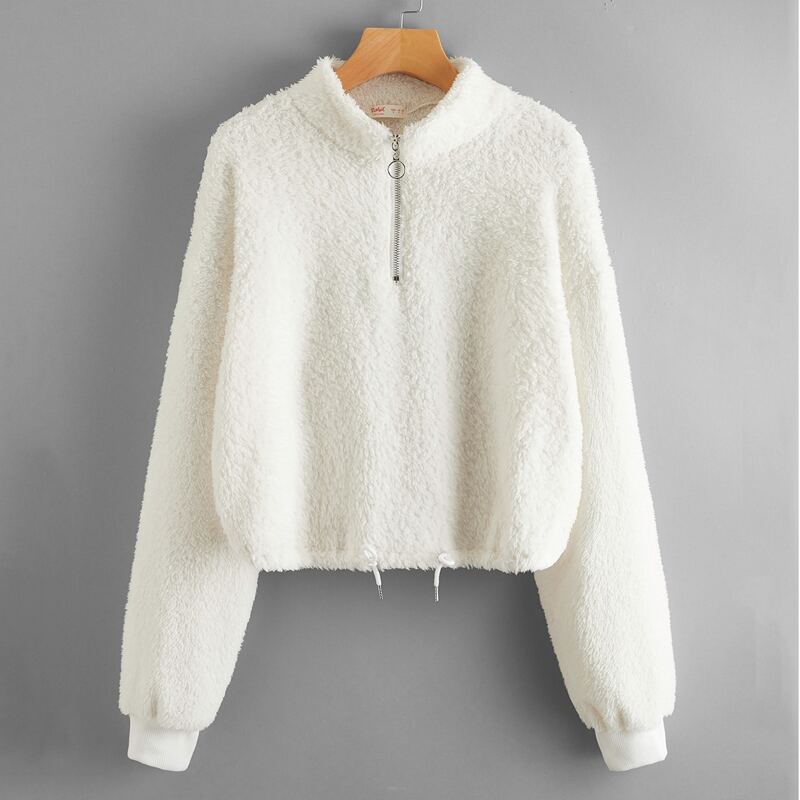 

Half zip Crop Sweatshirt, White