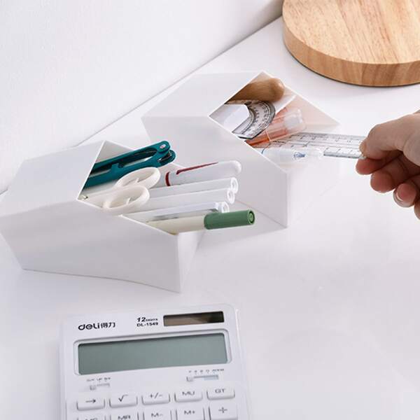 

1pc Double-grid Pen Holder, White