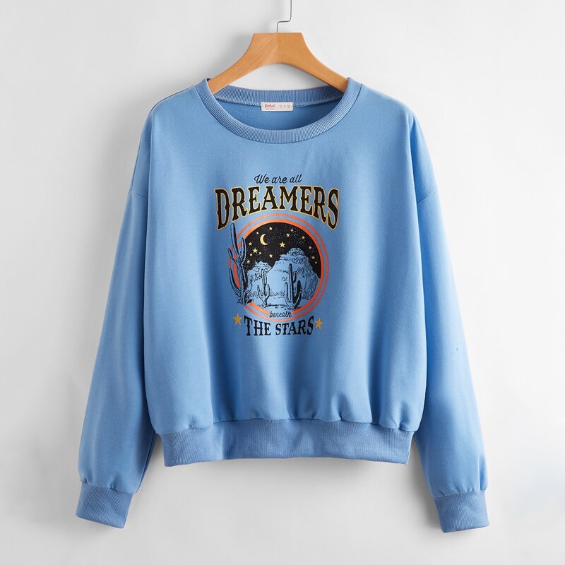

Letter Graphic Sweatshirt, Blue
