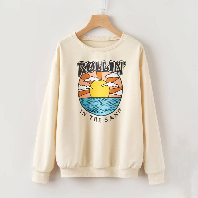 

Letter Graphic Sweatshirt, Beige