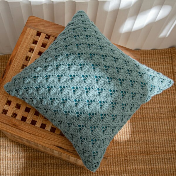 

Knitted Cushion Cover Without Filler, Cadet blue