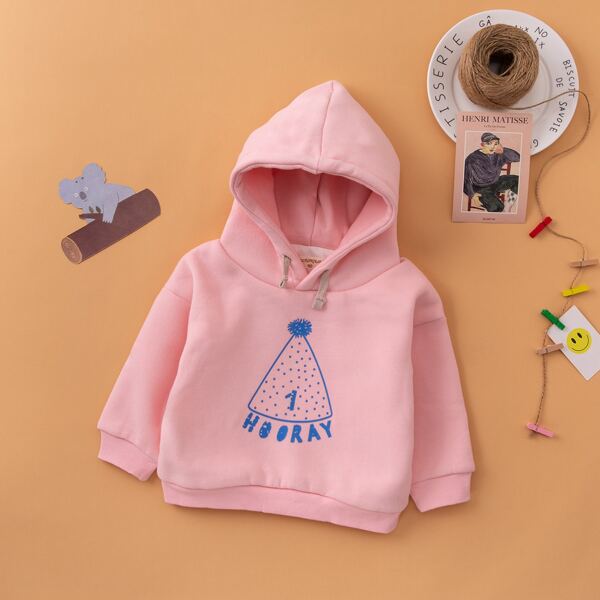 

Toddler Girls Drop Shoulder Letter Graphic Hoodie, Baby pink