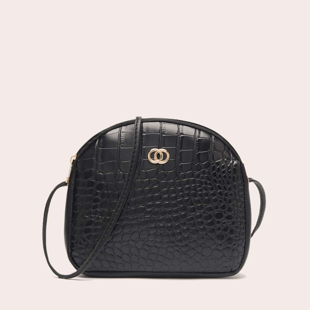 

Croc Embossed Crossbody Bag, Black