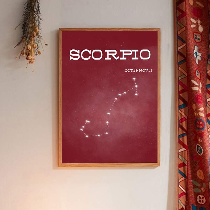 

Constellation Print Wall Painting Without Frame, Red