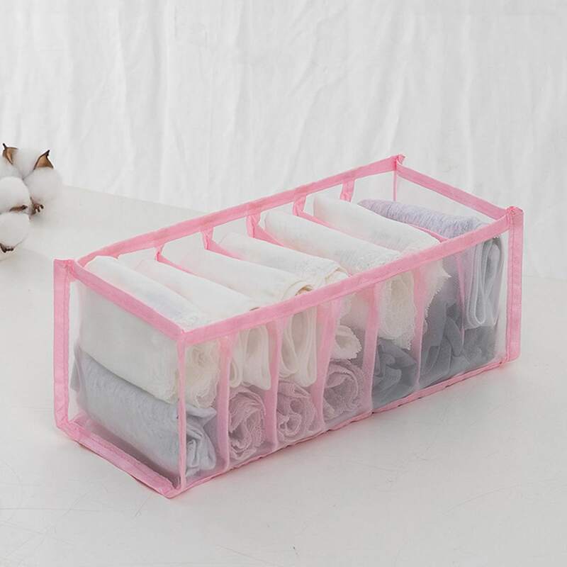 

Multi-grid Underwear Storage Box, Pink