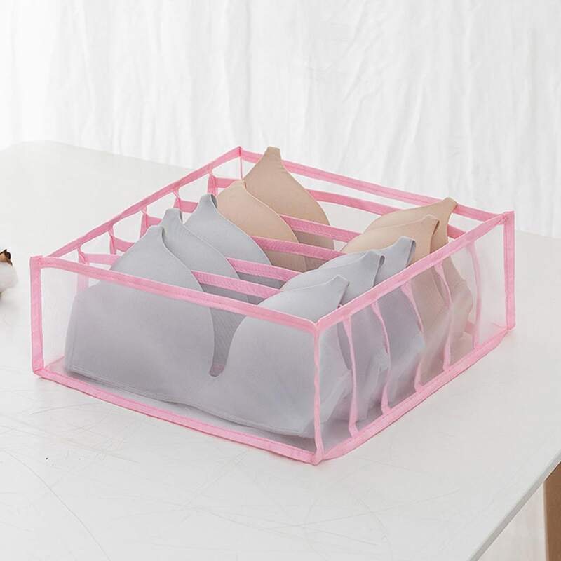

Multi-grid Underwear Storage Box, Pink