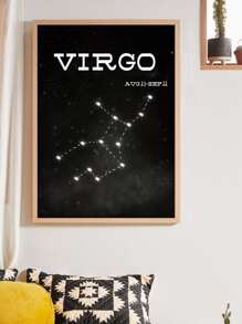 Constellation Print Wall Painting Without Frame - Black - View 1