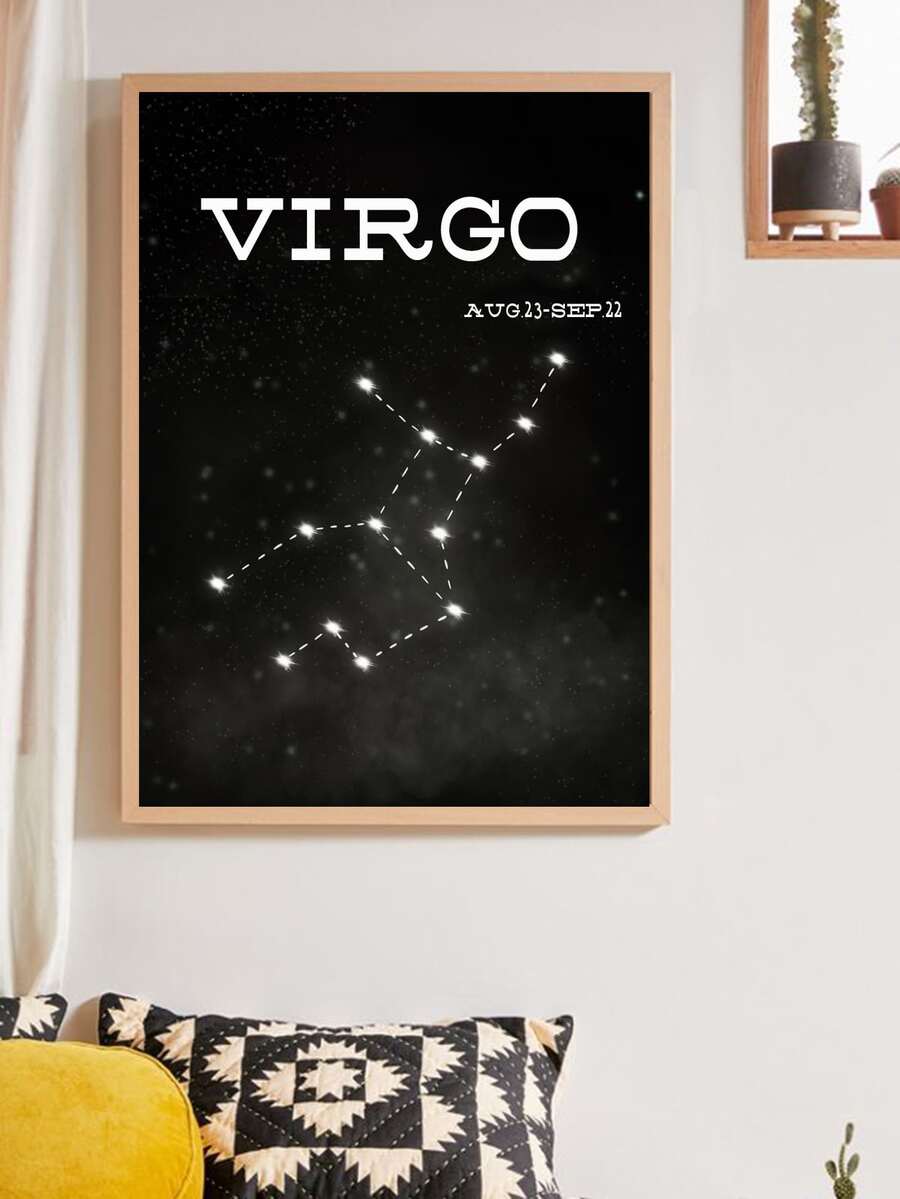 Constellation Print Wall Painting Without Frame - Black - View 1