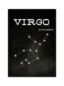 Constellation Print Wall Painting Without Frame - Black - View 2