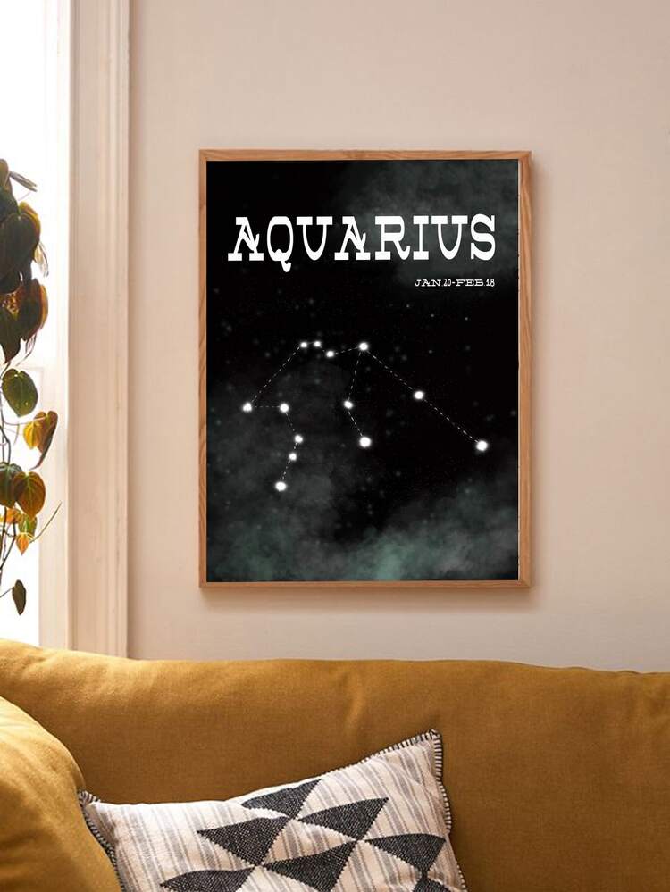 Constellation Print Wall Painting Without Frame - Black - View 1