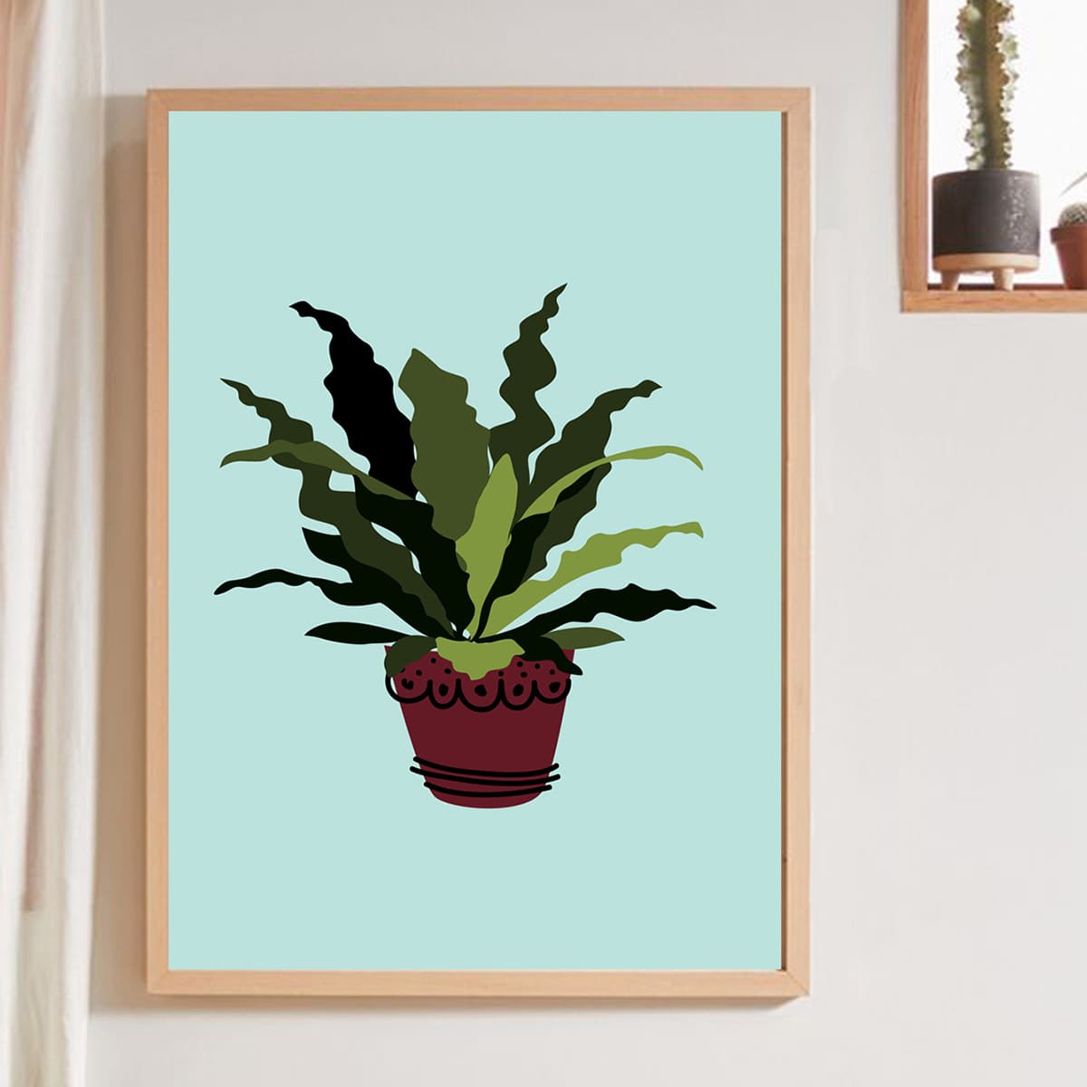 

Plant Print Wall Painting Without Frame, Green