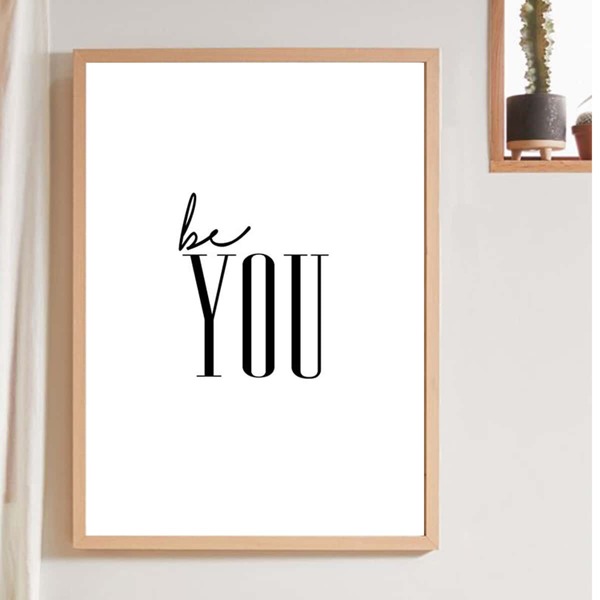 

Letter Graphic Wall Painting Without Frame, White