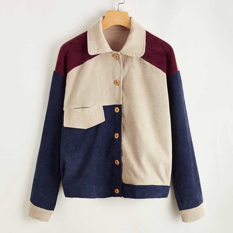 

Colorblock Corduroy Jacket, Multicolor