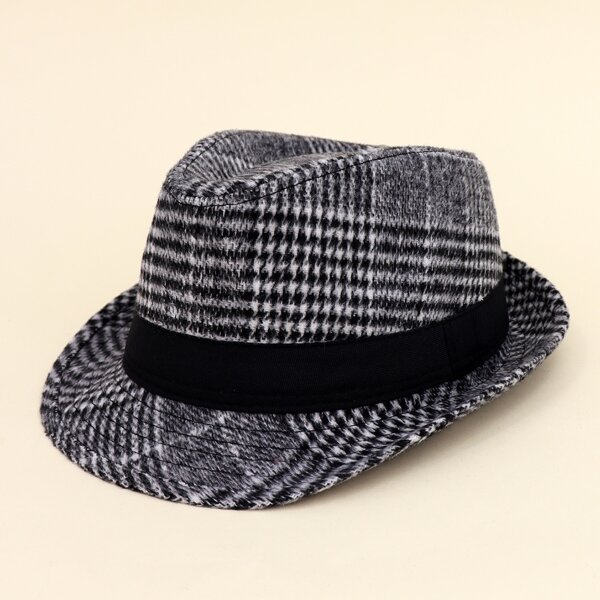 

Kids Houndstooth Pattern Fedora Hat, Multicolor