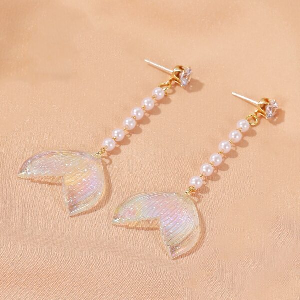 

Faux Pearl Fish Tail Drop Earrings, White