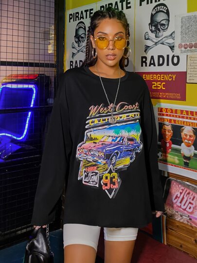 West Coast Car Graphic Oversized Tee