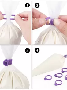 10入組糕點袋分割環 - 紫色 - 查看 4