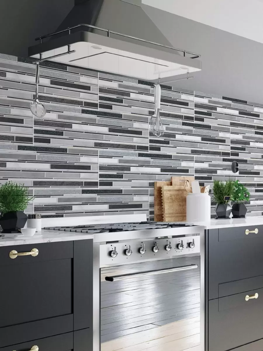 9 hojas pegatina de pared con patrón - Gris Oscuro - Ver 1