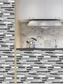 9 hojas pegatina de pared con patrón - Gris Oscuro - Ver 6