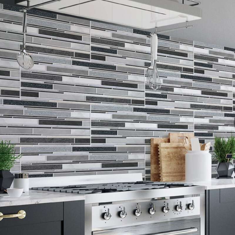 

9sheets Brick Pattern Wall Sticker, Dark grey