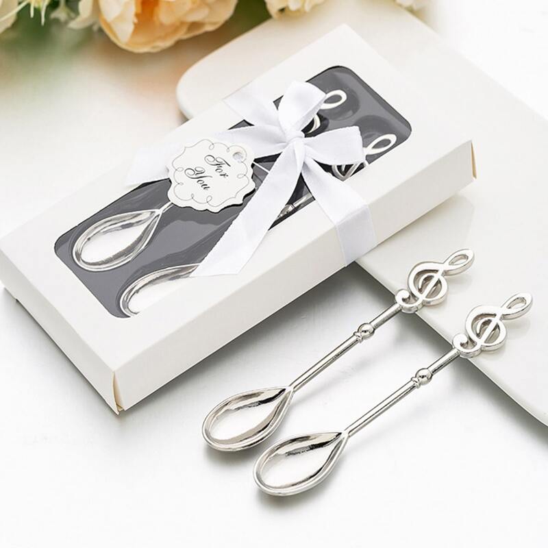 

2pcs Music Note Decor Spoon, Silver