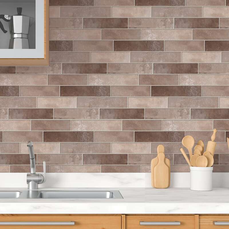 

9sheets Brick Pattern Wall Sticker, Brown