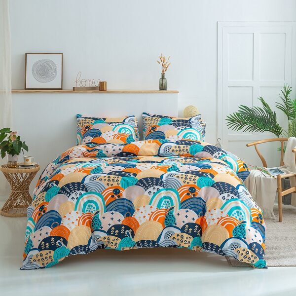 

Wave Pattern Bedding Set Without Filler, Multicolor
