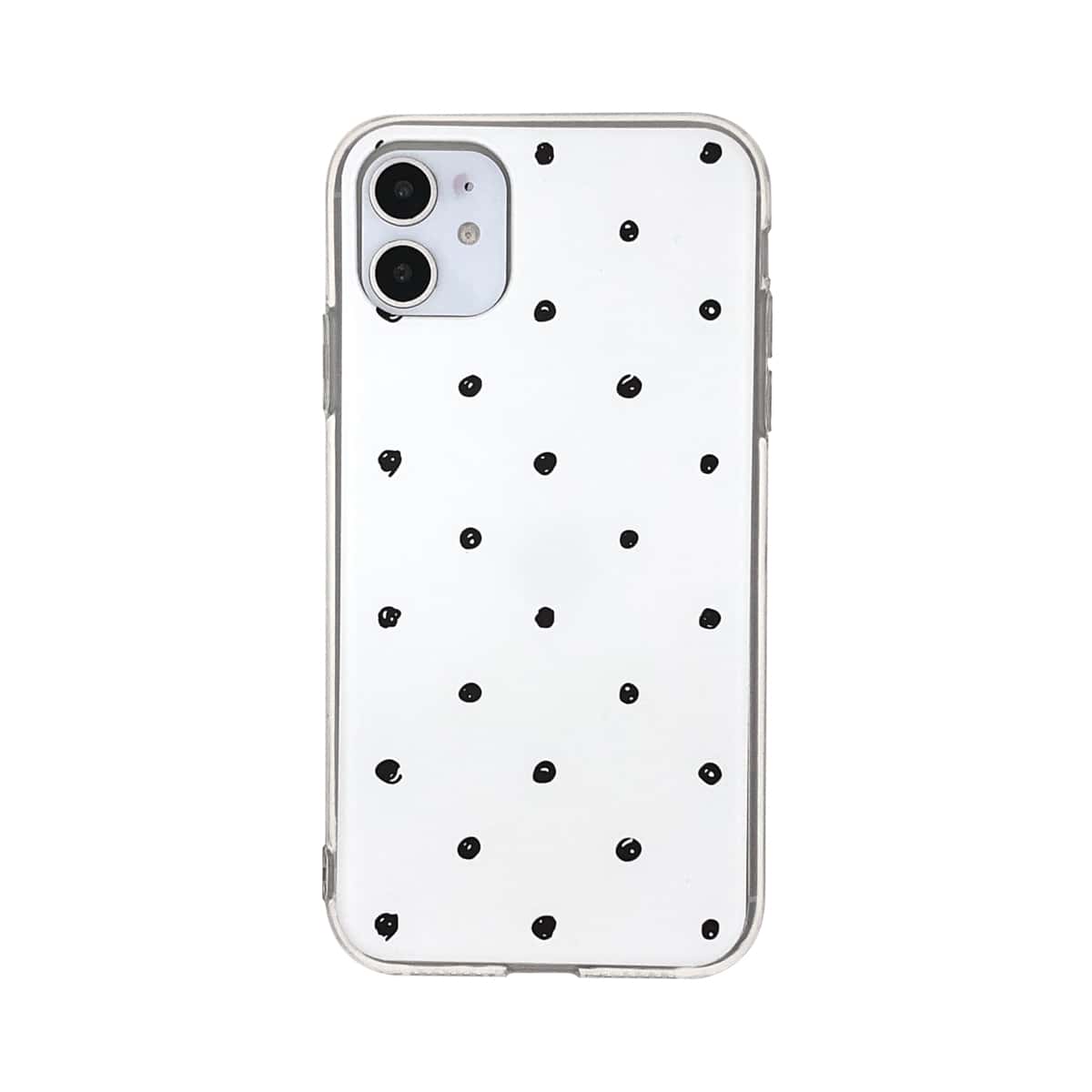 

1pc Polka Dot Print iPhone Case, Black and white