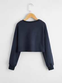 SHEIN Girls Drop Shoulder Letter Graphic Crop Pullover
